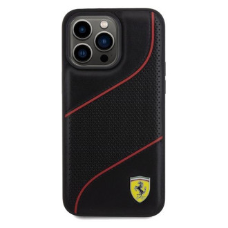 Pouzdro Ferrari Perforated Waves Metal Logo pro iPhone 15 Pro Max - černé