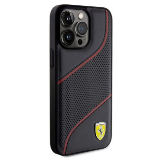 Pouzdro Ferrari Perforated Waves Metal Logo pro iPhone 15 Pro Max - černé