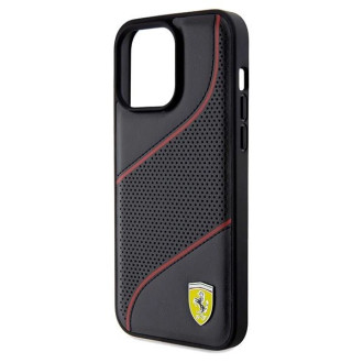 Pouzdro Ferrari Perforated Waves Metal Logo pro iPhone 15 Pro Max - černé