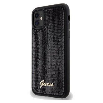 Guess Sequin Script Kovové pouzdro pro iPhone 11 / Xr - černé