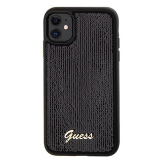 Guess Sequin Script Kovové pouzdro pro iPhone 11 / Xr - černé