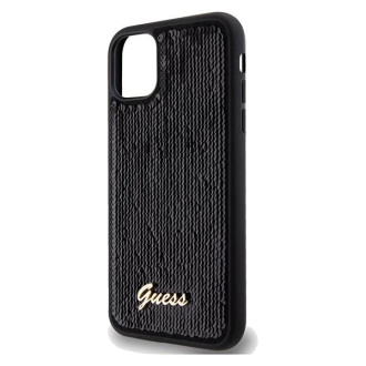 Guess Sequin Script Kovové pouzdro pro iPhone 11 / Xr - černé