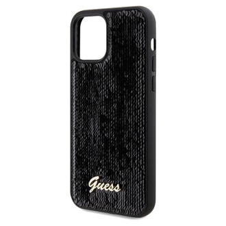 Guess Sequin Script Kovové pouzdro pro iPhone 12/12 Pro - černé
