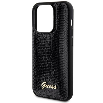 Guess Sequin Script Kovové pouzdro pro iPhone 13 Pro Max - černé