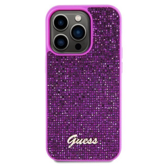 Pouzdro Guess Disco Metal Script pro iPhone 14 Pro - fuchsiové