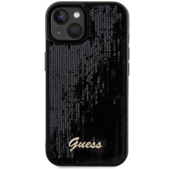 Guess Sequin Script Kovové pouzdro pro iPhone 14 / 15 / 13 - černé