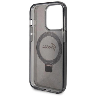 Guess Ring Stand Script Glitter MagSafe pouzdro pro iPhone 13 Pro / 13 - černé