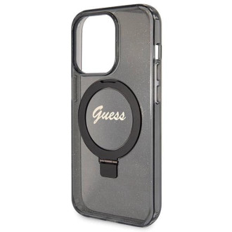 Guess Ring Stand Script Glitter MagSafe pouzdro pro iPhone 13 Pro Max - černé