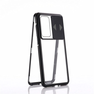 Wozinsky Magnetic Cam Slider Case Full Body Cover built-in front glass lens rotector for Huawei P40 black