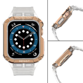 Protect Strap Band Pouzdro Náramek pro Apple Watch 7 / 6 / 5 / 4 / 3 / 2 / SE (45 / 44 / 42 mm) Pouzdro Armor Watch Cover Transparent / Rose Gold
