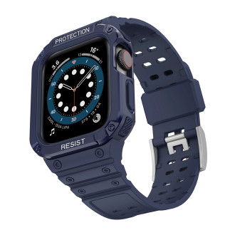 Protect Strap Band Band with Case for Apple Watch 7 / SE (45/44 / 42mm) Case Armored Watch Cover Blue