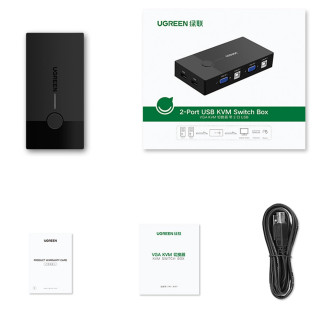 Ugreen 30357 KVM přepínač - černý