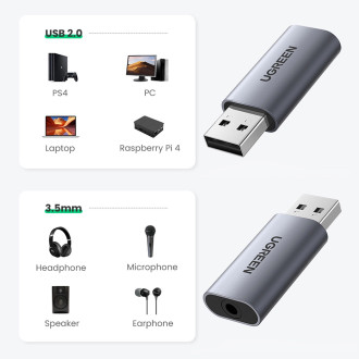 Ugreen CM383 audio adaptér - šedý