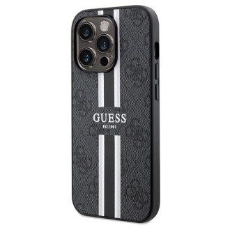 Guess 4G Printed Stripes MagSafe pouzdro pro iPhone 15 Pro - černé