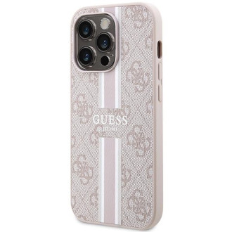 Guess 4G Printed Stripes MagSafe pouzdro pro iPhone 15 Pro - růžové