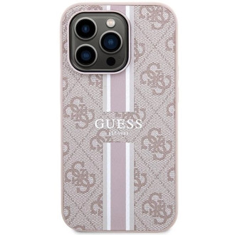 Guess 4G Printed Stripes MagSafe pouzdro pro iPhone 15 Pro - růžové