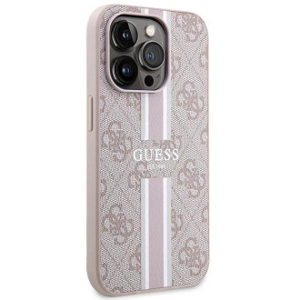 Guess 4G Printed Stripes MagSafe pouzdro pro iPhone 15 Pro - růžové