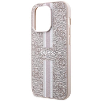 Guess 4G Printed Stripes MagSafe pouzdro pro iPhone 15 Pro - růžové