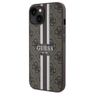 Guess 4G Printed Stripes MagSafe pouzdro pro iPhone 15/14/13 - hnědé