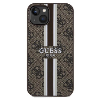 Guess 4G Printed Stripes MagSafe pouzdro pro iPhone 15/14/13 - hnědé