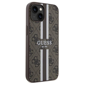 Guess 4G Printed Stripes MagSafe pouzdro pro iPhone 15/14/13 - hnědé
