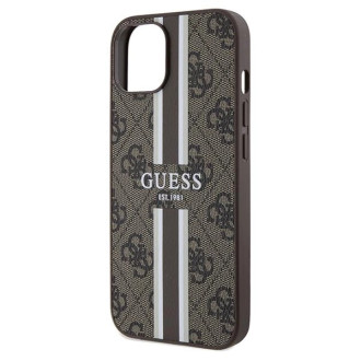 Guess 4G Printed Stripes MagSafe pouzdro pro iPhone 15/14/13 - hnědé