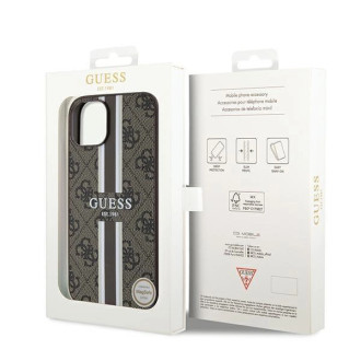 Guess 4G Printed Stripes MagSafe pouzdro pro iPhone 15/14/13 - hnědé