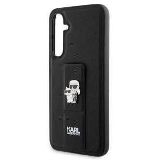Karl Lagerfeld Gripstand Pouzdro Saffiano Karl&Choupette Pins pro Samsung Galaxy S23 FE - černé