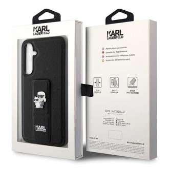 Karl Lagerfeld Gripstand Pouzdro Saffiano Karl&Choupette Pins pro Samsung Galaxy S23 FE - černé
