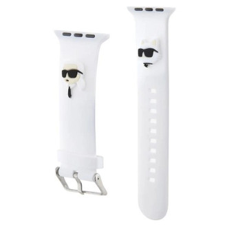 Karl Lagerfeld 3D Gumový řemínek Karl&Choupette Heads pro Apple Watch 38/40/41 mm - bílý