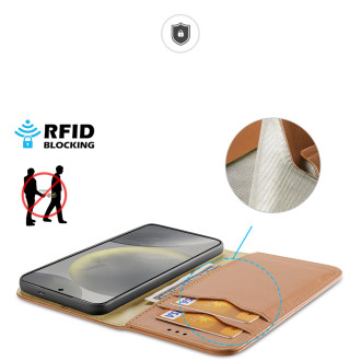 Pouzdro Dux Ducis Hivo s klopou a RFID blokátorem pro Samsung Galaxy S24+ - hnědé