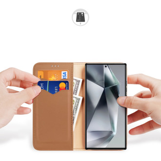 Pouzdro Dux Ducis Hivo s klopou a RFID blokátorem pro Samsung Galaxy S24 Ultra - hnědé