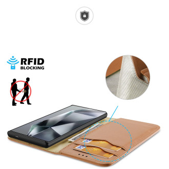 Pouzdro Dux Ducis Hivo s klopou a RFID blokátorem pro Samsung Galaxy S24 Ultra - hnědé