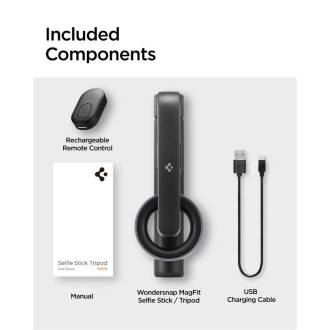 Selfie tyč Spigen S570W MagSafe stativ s Bluetooth - černý