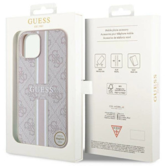 Guess 4G Printed Stripes MagSafe pouzdro pro iPhone 15 / 14 / 13 - růžové