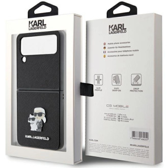 Pouzdro Karl Lagerfeld Saffiano Karl&Choupette Pin pro Samsung Galaxy Z Flip 4 - černé