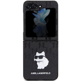 Pouzdro Karl Lagerfeld Saffiano Monogram Choupette Pin pro Samsung Galaxy Z Flip 5 - černé