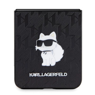 Pouzdro Karl Lagerfeld Saffiano Monogram Choupette Pin pro Samsung Galaxy Z Flip 5 - černé