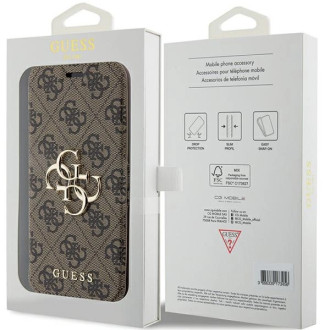 Pouzdro Guess 4G Metal Logo pro iPhone 15 Pro - hnědé