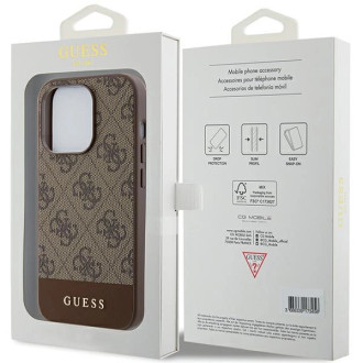 Pouzdro Guess 4G Stripe Collection pro iPhone 15 Pro - hnědé