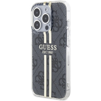 Pouzdro Guess IML 4G Gold Stripe pro iPhone 15 Pro - černé