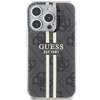 Pouzdro Guess IML 4G Gold Stripe pro iPhone 15 Pro - černé