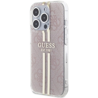 Pouzdro Guess IML 4G Gold Stripe pro iPhone 15 Pro - růžové