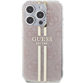 Pouzdro Guess IML 4G Gold Stripe pro iPhone 15 Pro - růžové