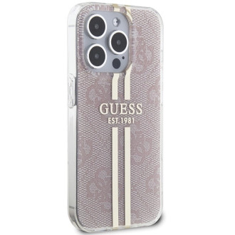 Pouzdro Guess IML 4G Gold Stripe pro iPhone 15 Pro - růžové