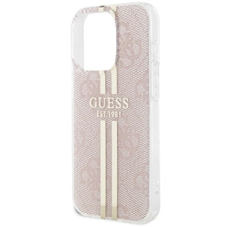 Pouzdro Guess IML 4G Gold Stripe pro iPhone 15 Pro - růžové