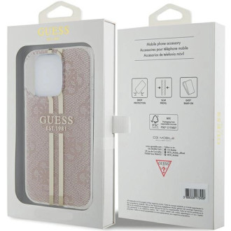 Pouzdro Guess IML 4G Gold Stripe pro iPhone 15 Pro - růžové