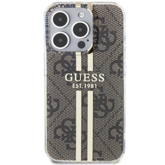 Pouzdro Guess IML 4G Gold Stripe pro iPhone 15 Pro - hnědé