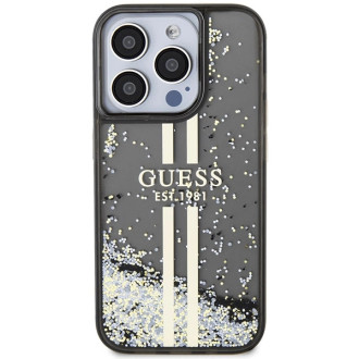 Pouzdro Guess Liquid Glitter Gold Stripes pro iPhone 15 Pro - černé