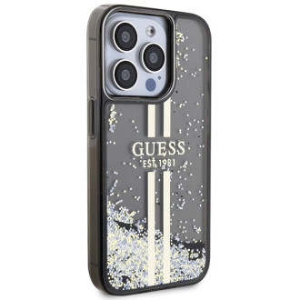 Pouzdro Guess Liquid Glitter Gold Stripes pro iPhone 15 Pro - černé